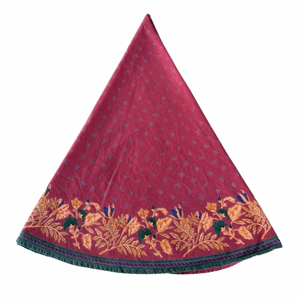 Vintage Williams-Sonoma Provence Round Cotton Tablecloth Brick Red Bees 70” GUC
